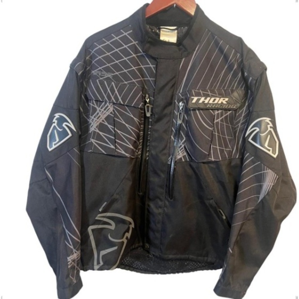 Thor Racing Phase Motocross Jacket Mens Large‎ Black Grey Mesh Lined 935618